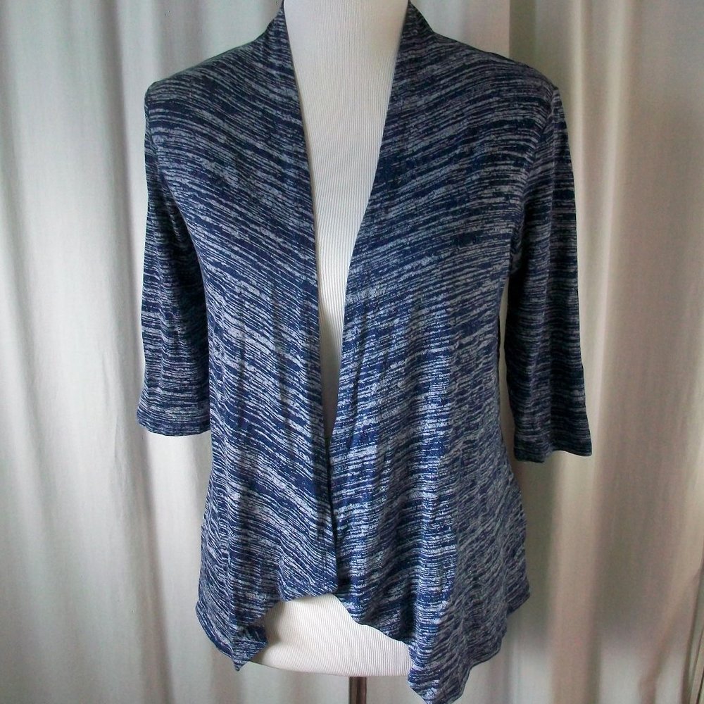 Faded Glory Blue Stripe Knit Cardigan Sweater Sz GIRLS XL (14-16)
